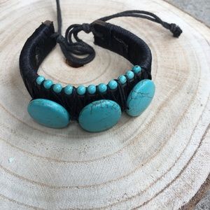 Turquoise wrap bracelet adjustable size